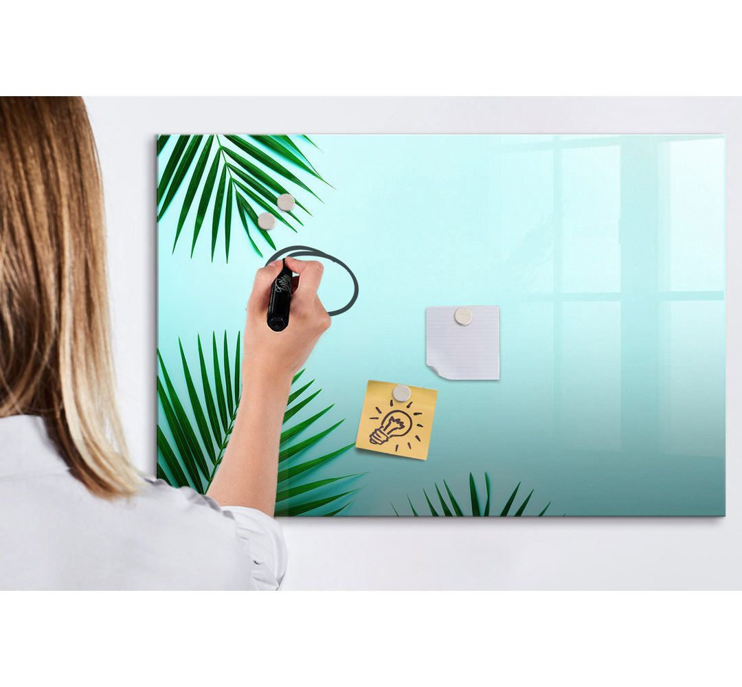 Magnetic Memo Board Whiteboard - 90 x 60 cm - With Marker and Magnets - Palm leaves
