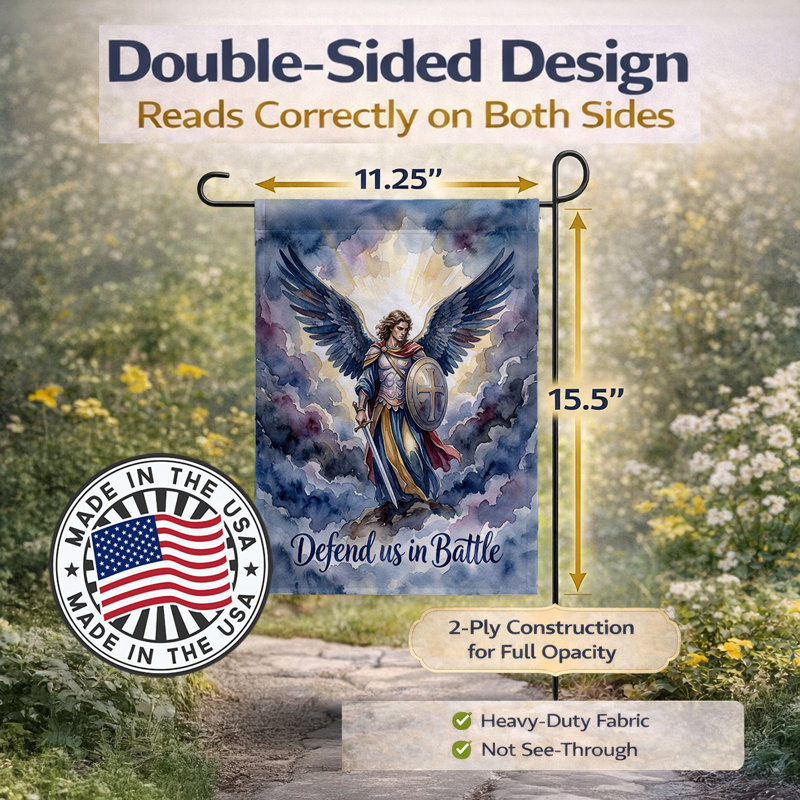 Drapeau de jardin Saint Michel, Garden Size, Saint Michael Defend Us