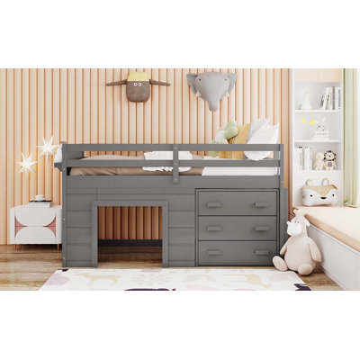 Kids Twin Loft Bed with Drawers
