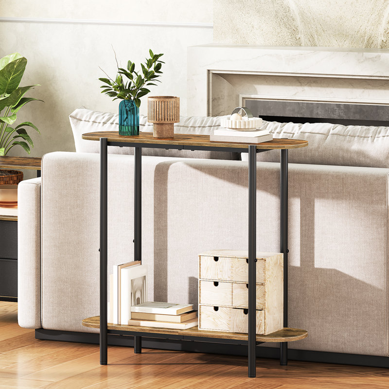 Illona 29.5" Small Console Table Entryway Table with Storage Shelf, Rustic Brown