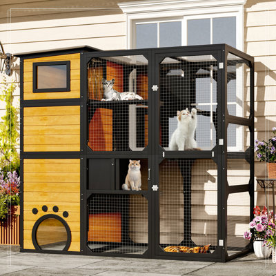 Grande cage pour chat Catio à 4 niveaux pour l'extérieur