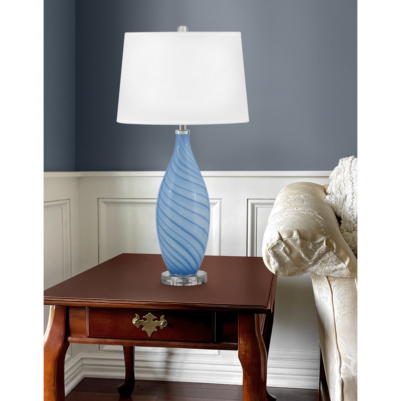 Scilla 30" Glass Table Lamp, Light Blue
