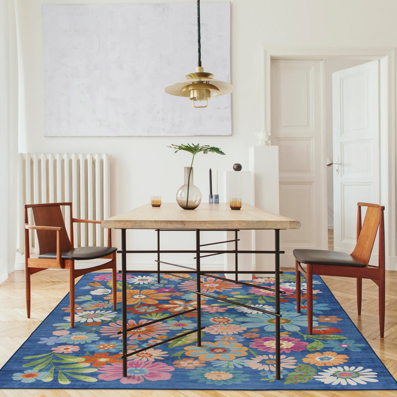 Azharia Machine Washable Area Rug Living Room Bedroom Bathroom Kitchen Non Slip Stain Resistant, Rectangle 5' x 7'