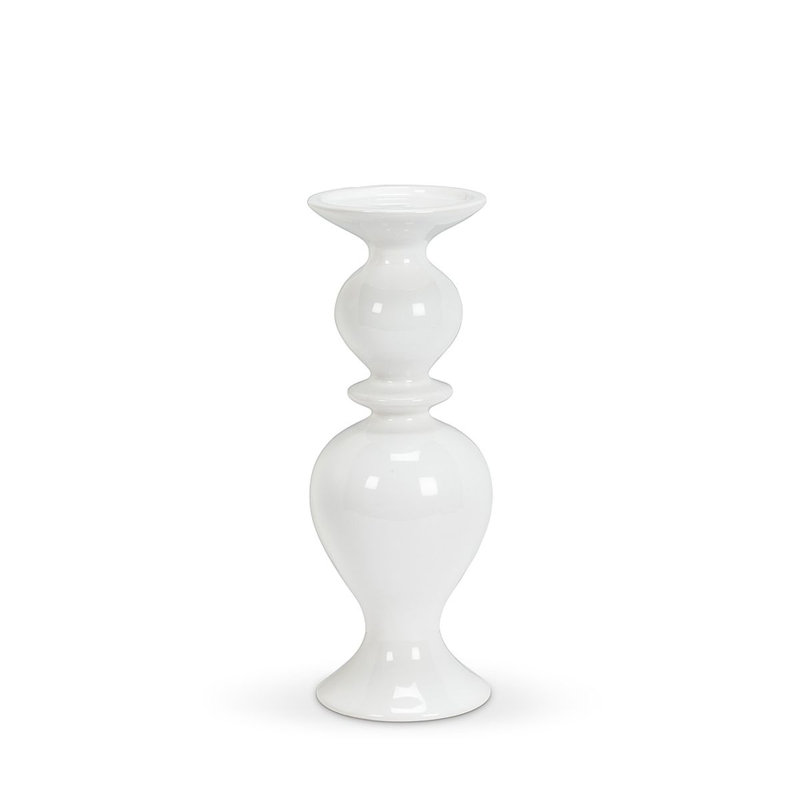 Bougeoir de table en céramique, Blanc, H 12 po x l 5 po x P 5 po