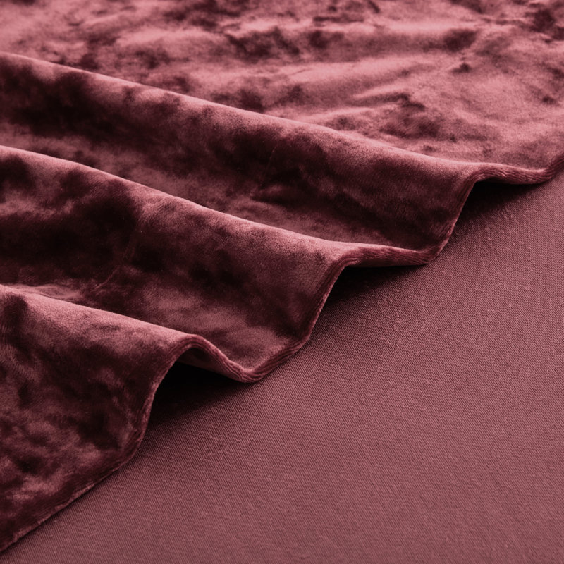 Lux Crushed Velvet Curtain (Set of 2) Velvet Bedding Collection , 50" W x 84" L, Burgundy Red