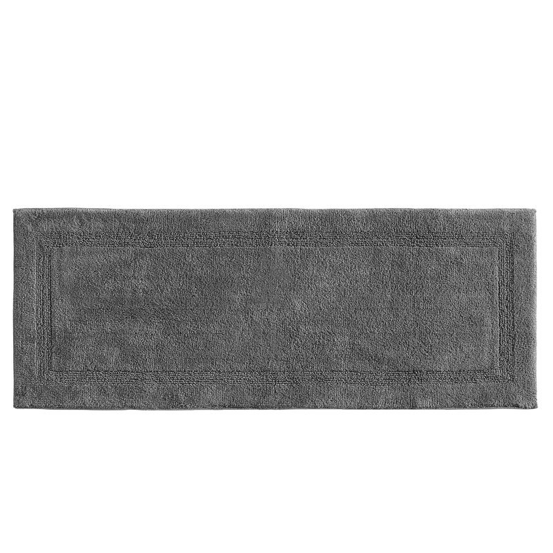 Nautica Peniston Solid Cotton Bath Rug Runner, Dark Gray, 60"L x 22"W 