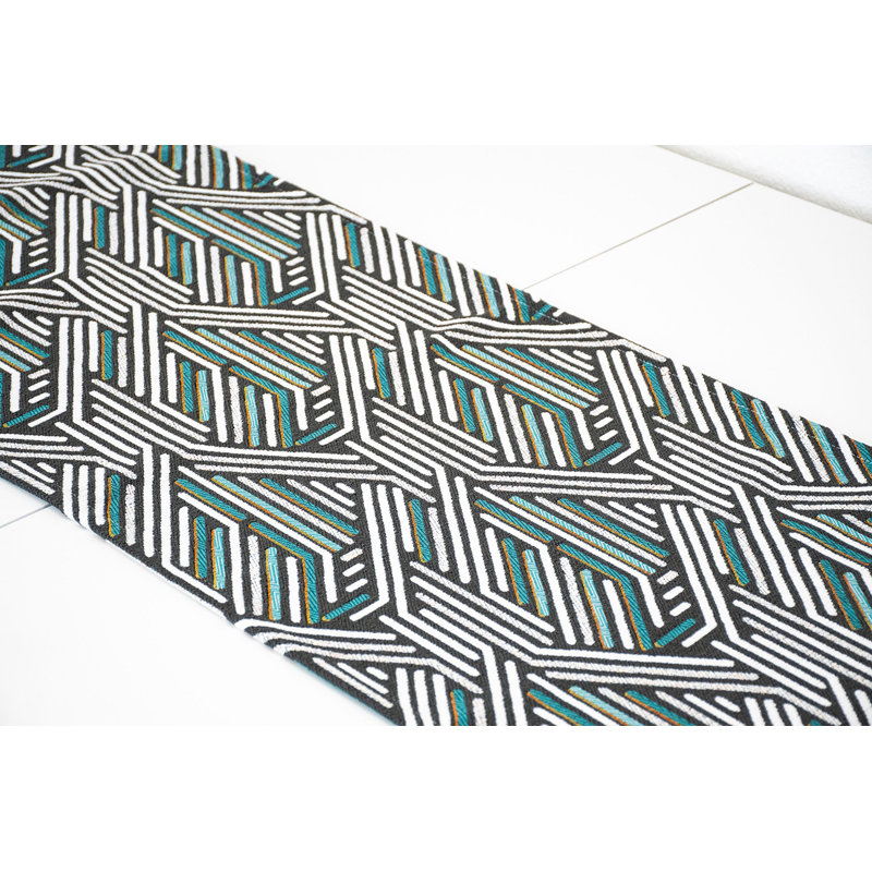 Darion Weave Pattern Teal and Gray Table Runner, 34" x 16"