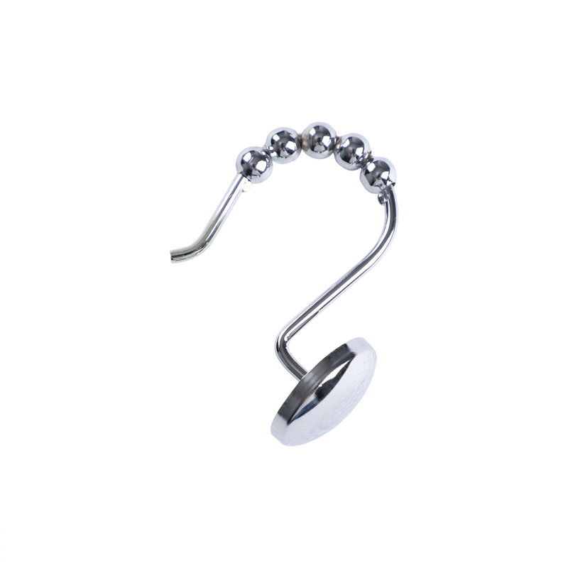 Polished Chrome Single Shower Curtain Hooks Set of 12