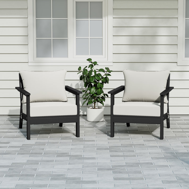 Chaise profonde avec coussins (ensemble de 2), White, Noir