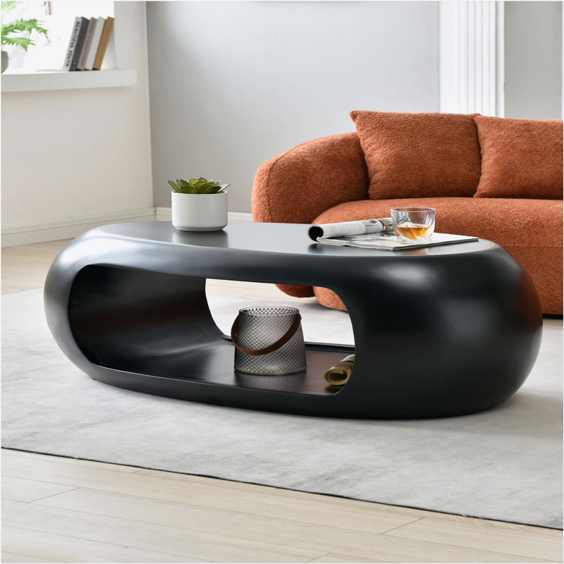 Table basse simple en verre Carlheinz, Noir, noir, noir, noir, H 18,11 po x L 25,19 po x l 48,42 po