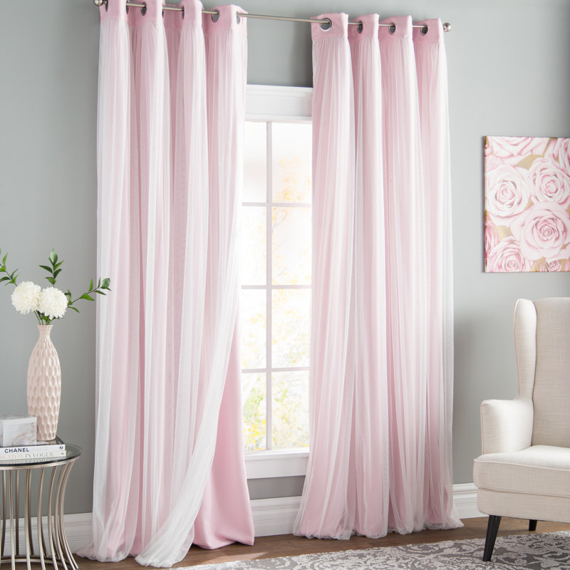 Paire de rideaux obscurcissant avec œillets Fortuna Brockham, Nouveau rose, L 52 po x L 108 po