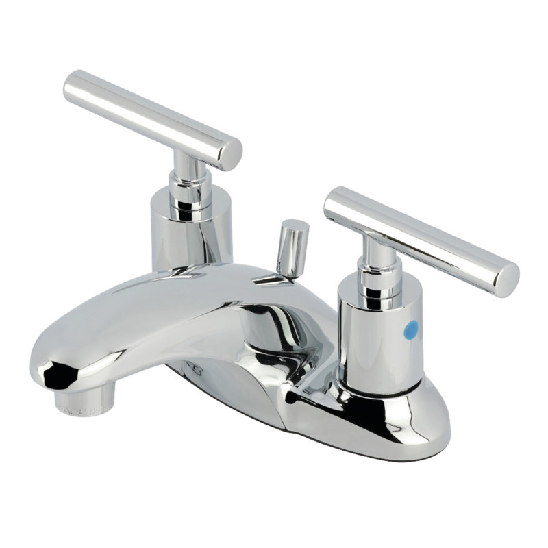 Kingston Brass Manhattan Two-Handle 3-Hole Deck Mount 4" Centerset Bathroom Faucet with Pop-Up Drain, Polished Chrome