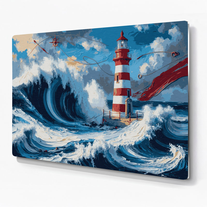 Art mural nautique rouge, blanc, bleu et bleu, H 11 po x l 14 po