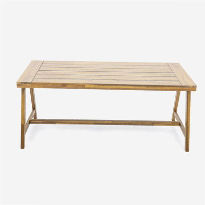 Modern Outdoor Dining Table, Acacia Wood Patio Table with Teak Finish - Weather-Resistant Garden, Poolside Deck Dining Set for 4-6 People