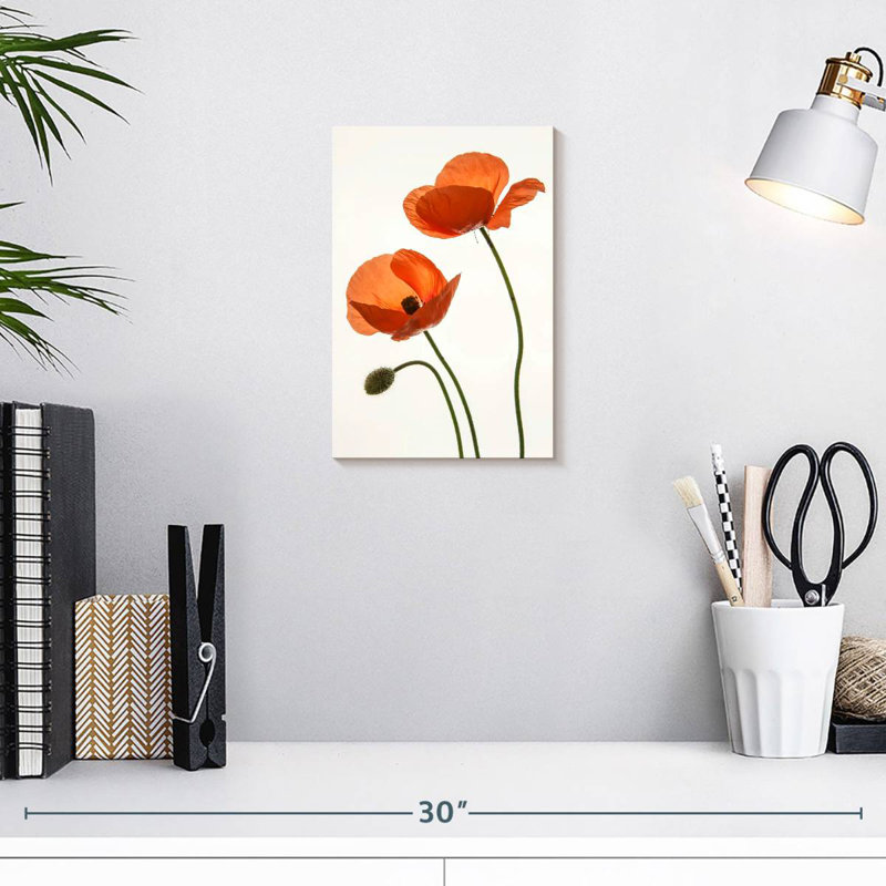 Fleurs de pavot orange Harnek, H 12 po x l 8 po