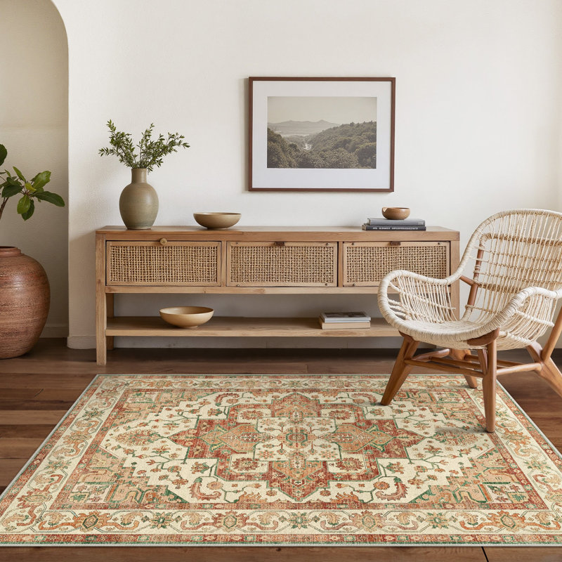Area Rug, Terracotta/Beige, Rectangle 160 x 230 cm