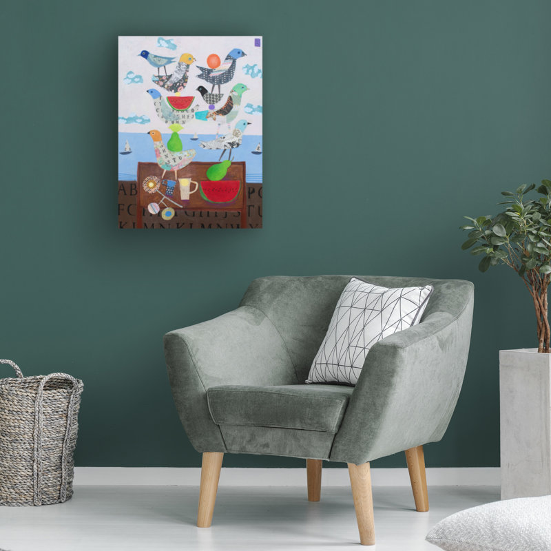 Art sur toile, «Bachelor Nathaniel Mather Birds and Watermelons», H 32 po x l 24 po