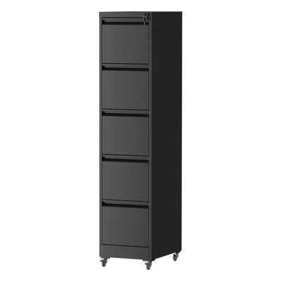 Versatile 5 Drawer Vertical File Cabinet with Lock on Wheels, Ideal for Home and Office to Store Various Size Documents Efficiently