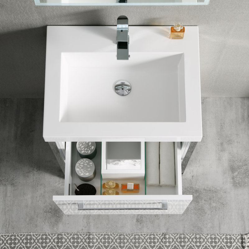 Ensemble de meuble-lavabo de salle de bain simple 24 po ergonomique imperméable Herakleitos