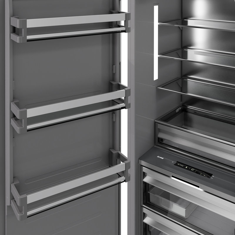 ZLINE Autograph 24 in. Black Stainless Column Freezer with Graphite Gray Interior & Bronze Accents, Stainless Steel
