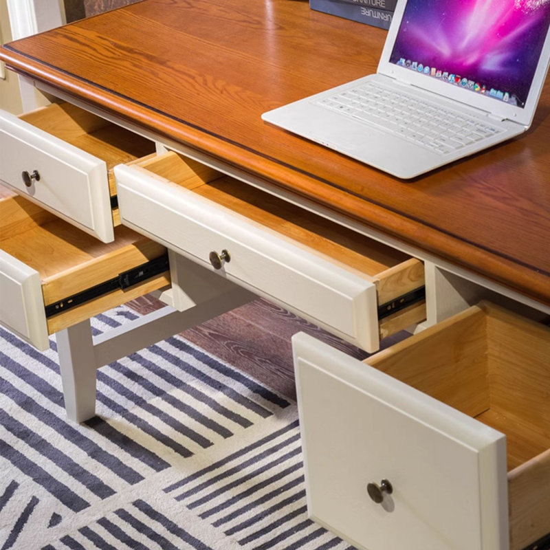 Bureau en bois massif de style américain minimaliste, H 39,29 po x l 50,39 po x P 27,56 po