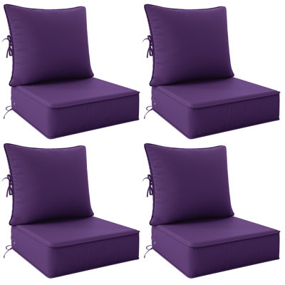 Outdoor 6.5" Thick Deep Seating Cushion Set Water-Resistant & Fade-Resistant Patio Chair Cushions
