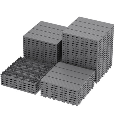 44pcs 11.8" x 11.8"Plastic Interlocking Deck Tiles for Patio Flooring, Snap-Together Balcony Tiles