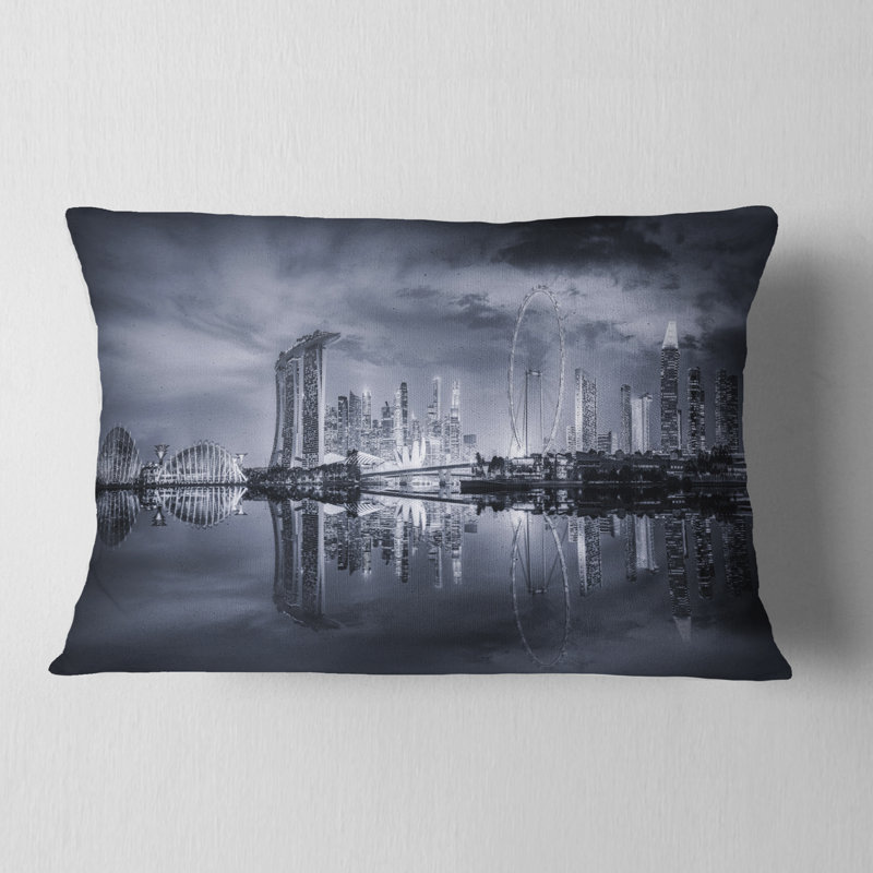 Coussin décoratif noir et blanc Skyline - Cityscape