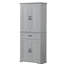 Grande armoire de rangement de salle de bain grise, portes, tiroir, tablette réglable pour espace organisé avec portes et tablette, espace spacieux, moderne