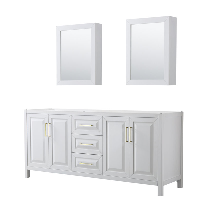Daria 78.75'' W Double Bathroom Vanity Base, White/Gold