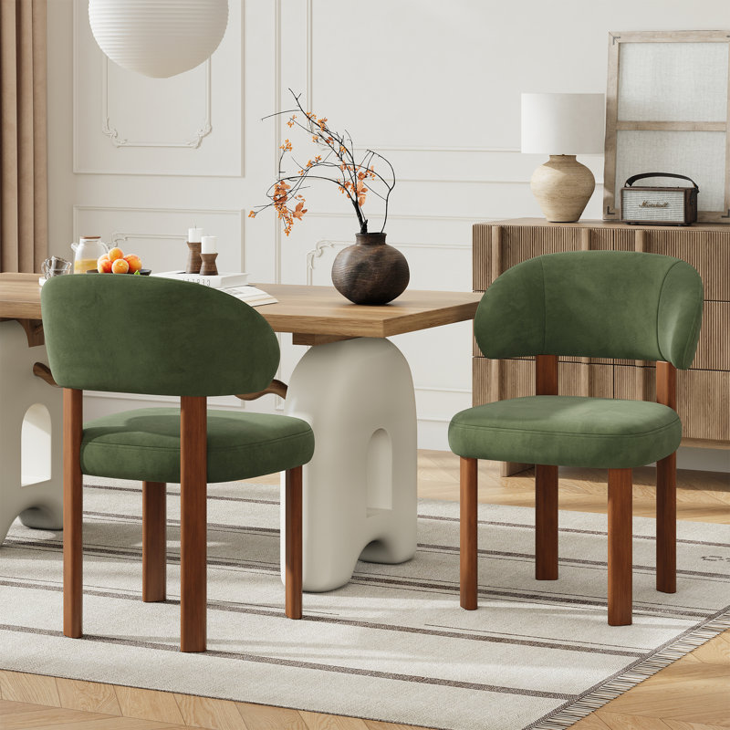 Chaise rembourrée moderne avec dossier incurvé, Vert