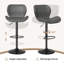 Ensemble de 2 tabourets de bar pivotants, tabourets de bar rembourrés en cuir de polyuréthane avec dossier et repose-pieds, siège à hauteur de comptoir réglable de 22,2 à 31 po pour îlot de cuisine, gris foncé
