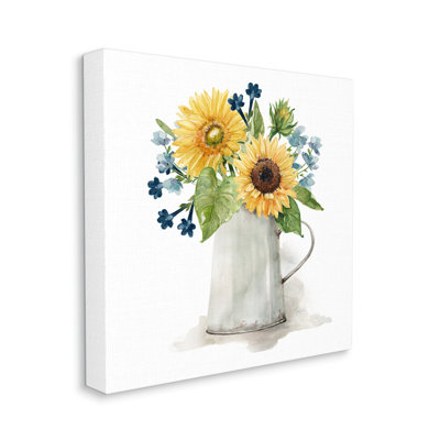 " Vivid Summer Blooms Rustic Country Jug Vase " by Livi Finn Painting Print