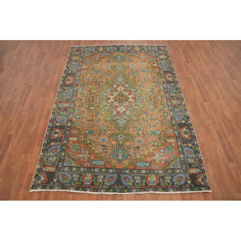 Tapis traditionnel en laine à motif géométrique 7 x 10