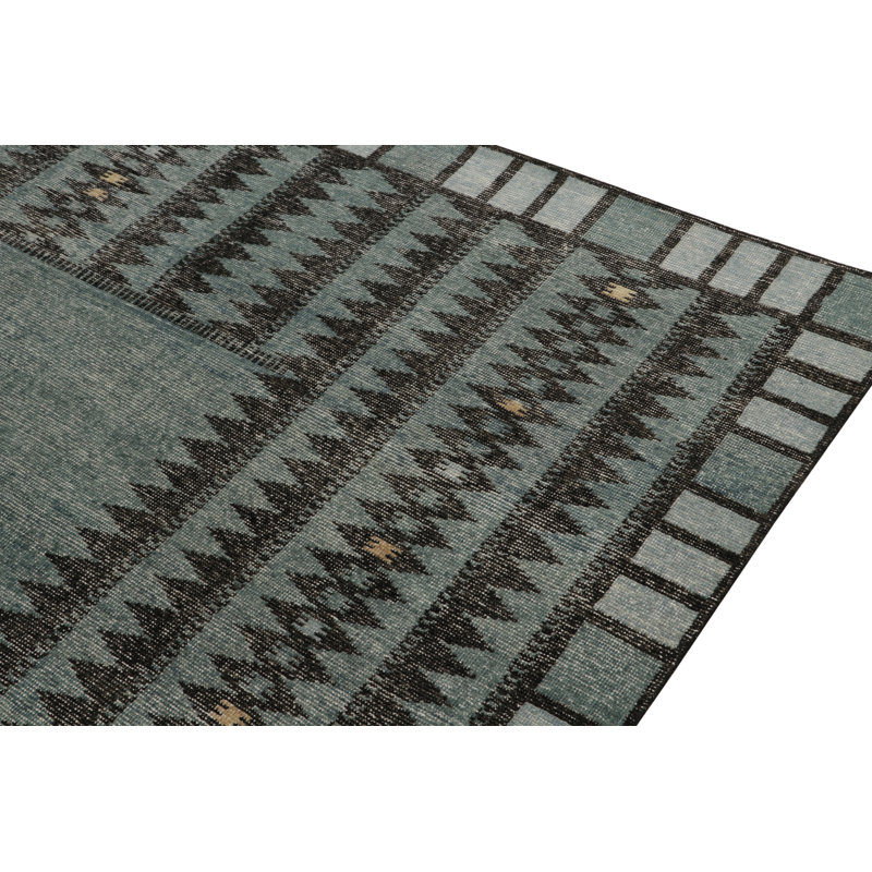Distressed Homage Hand Knotted Wool Geometric Area Rug, Rectangle 12' x 15'