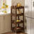 Solid Wood Rolling Storage Cart, 4-tier Slim Kitchen Utility Cart With Wheels