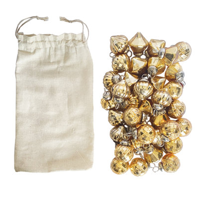 Gold Mercury Glass Embossed Ornament Set