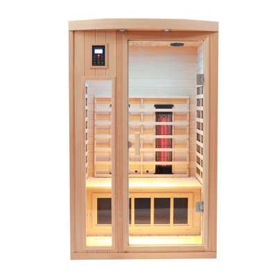 Sauna chauffant à infrarouge lointain pour deux personnes avec lumières de lecture + lumières colorées + Bluetooth + lumières extérieures