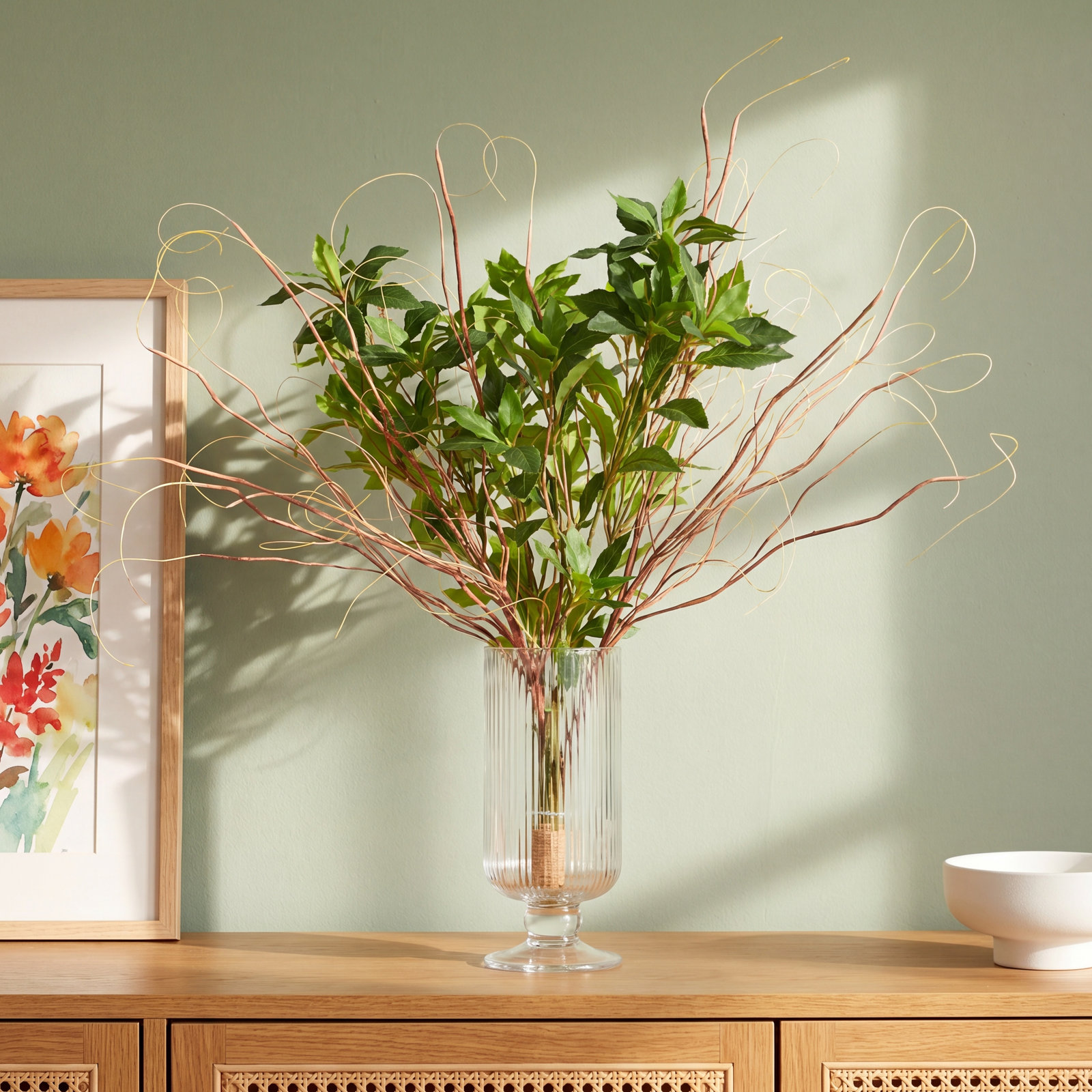 Artificial Farmhouse Greenery Foliage Leaves Sprays With Long Stem For Vase Filler, Home Office Dining Table Centerpieces