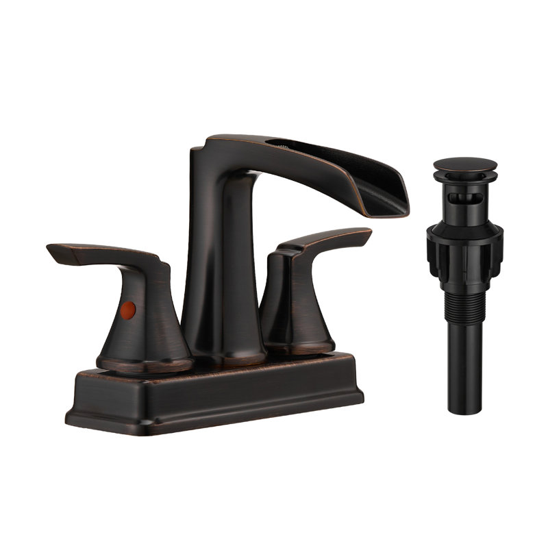 Robinet de lavabo de salle de bain élégant en bronze huilé, 2 poignées modernes, pivotant à 360 °