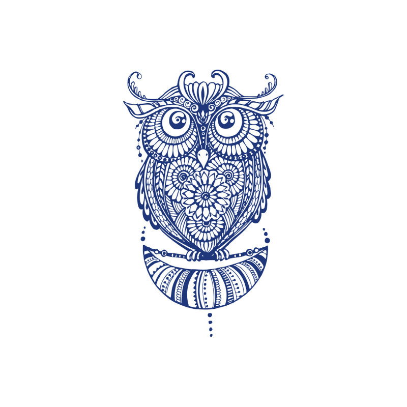 Décalcomanie murale hibou Shelia, Bleu