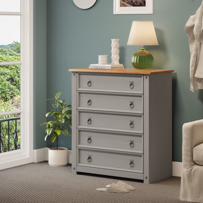 Bridewell Solid Wood 80 cm W Chest of 5 Drawers