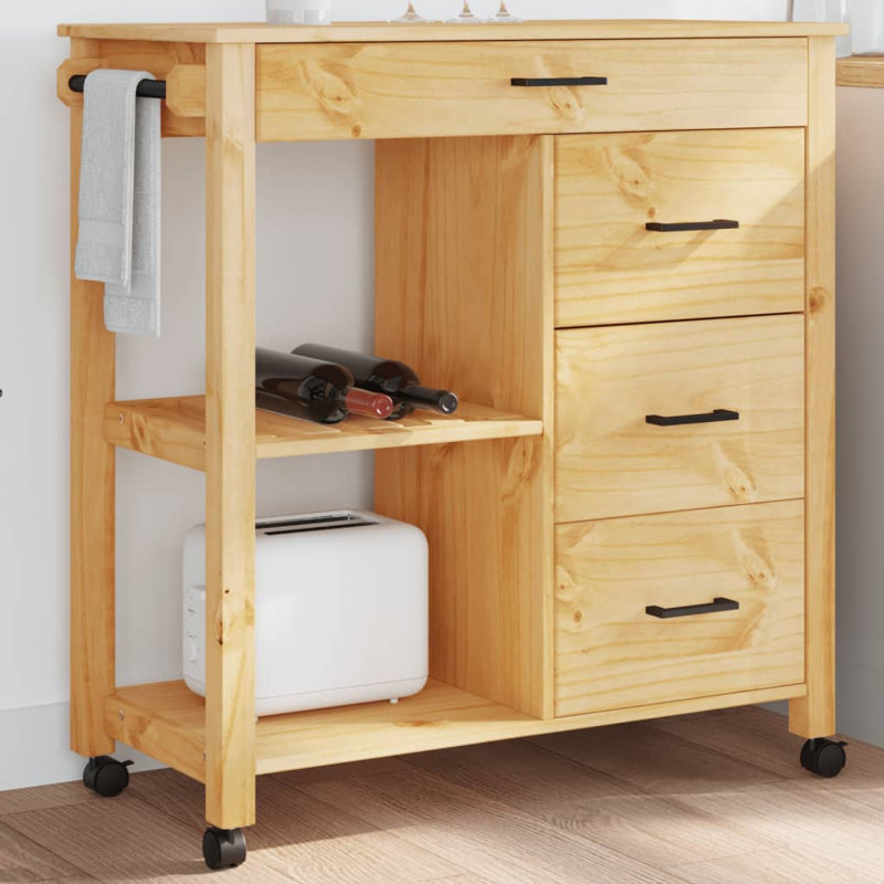 Kitchen Serving Cart, Honey wax