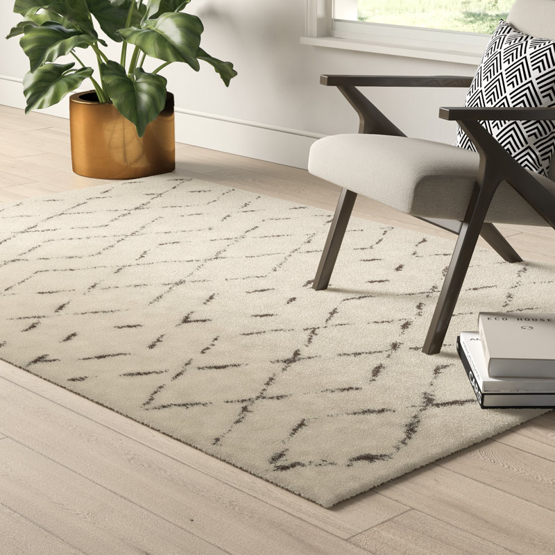 Tapis beige en laine / coton touffeté à la main Aderhold, Rectangulaire 3 pi x 5 pi