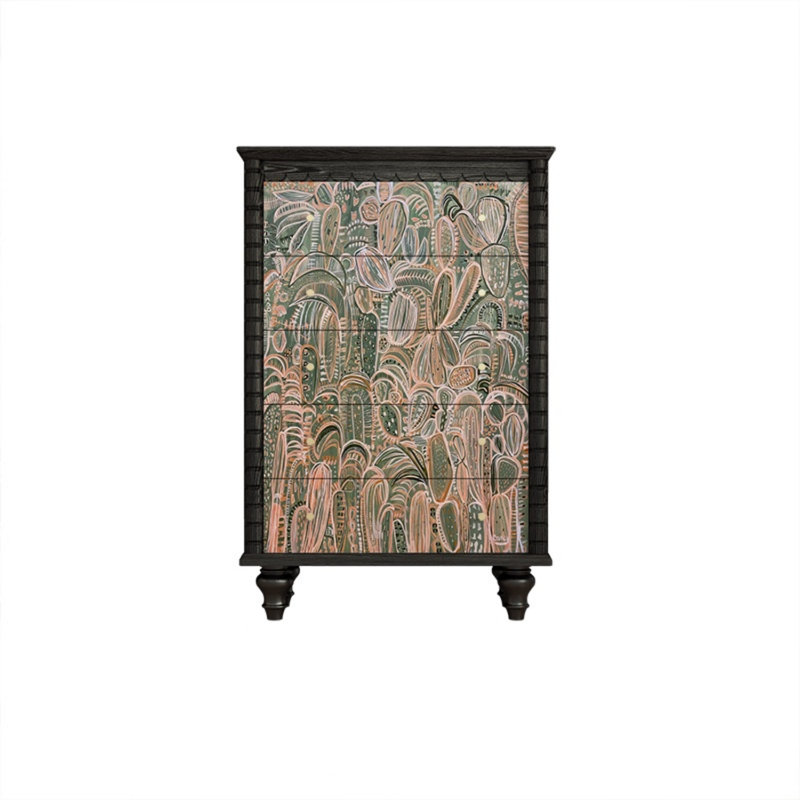 Commode d'appoint avec cinq tiroirs Retro, Noir