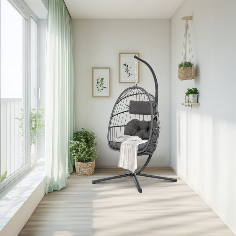 Balancelle avec support Iyanna, Gris foncé, Gris/noir