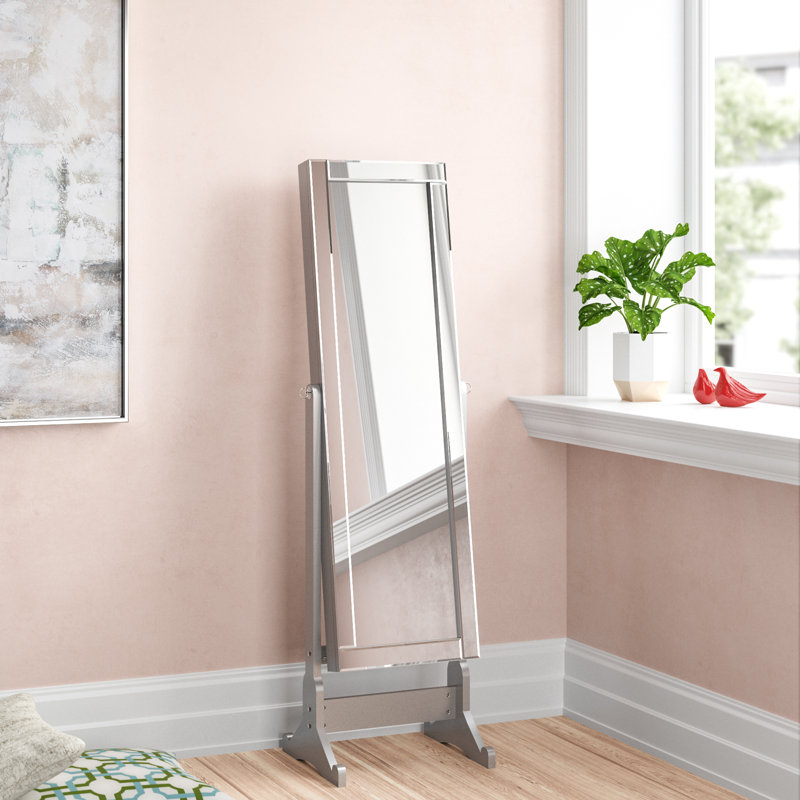 Armoire à bijoux avec miroir Neill, Argent classique
