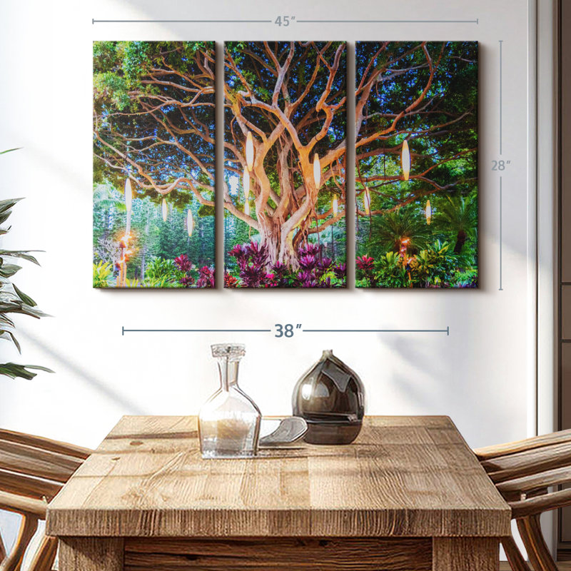 Impression sur toile de banian hawaïen, H 28 po x l 45 po x P 1,25 po
