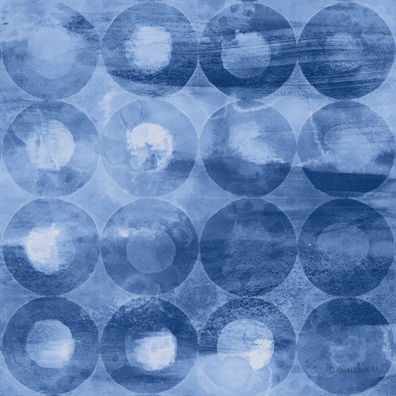 Touching Circles III Navy by Danhui Nai - Wrapped Canvas Painting, 51cm H x 51cm W