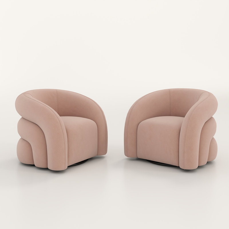 Fauteuil demi-tonneau pivotant de 34,6 po Briggette, Rose